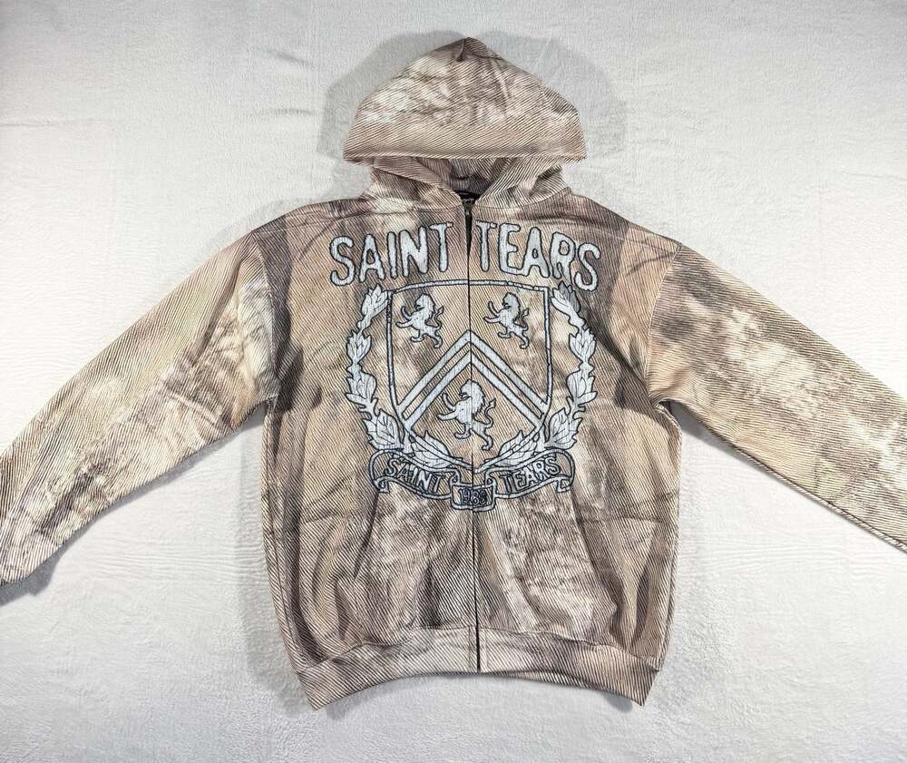 Saint Tears Crest Graphic Zip-Up Hoodie Size M